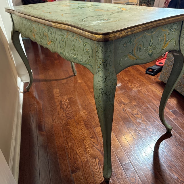 Vintage Hand Painted Italian Style Writing Desk Console For Sale - Image 9 of 12