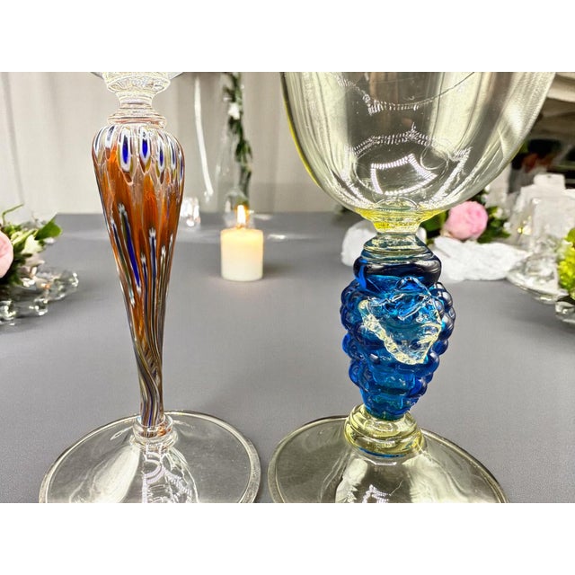 Glass Murano - Art and Refinement of Blown Glass Goblets, Set of 2 For Sale - Image 7 of 10
