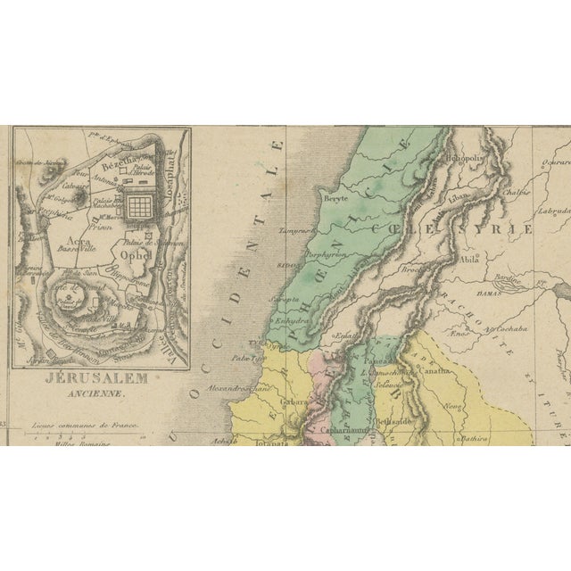 Palestine Divided Into Tribes Map with Ancient Jerusalem, Paris, 1850s For Sale - Image 6 of 11