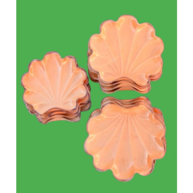 Ceramic Vintage Italian Costal Clam Shell Extra Large Plates Hand Painted - Set of 12 For Sale - Image 7 of 12