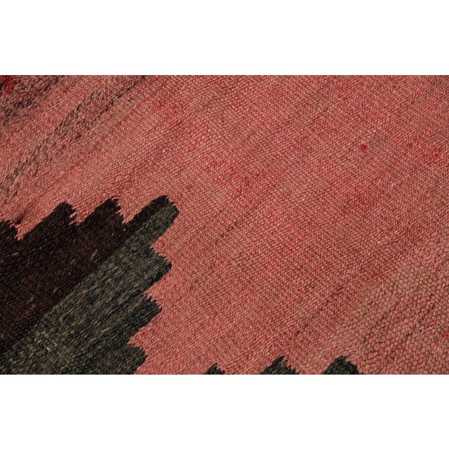 Textile Vintage Kilim Handmade Flatweave Red Geometric Wool Runner For Sale - Image 7 of 10
