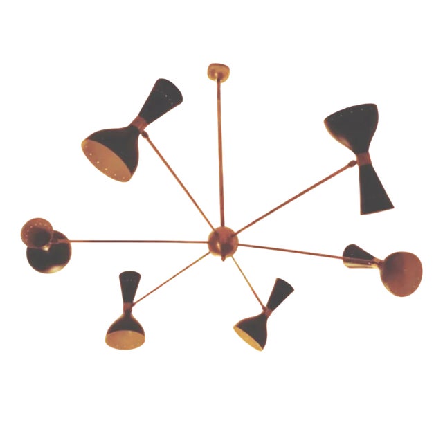 Vintage Black and Brass Pendant Light, 1980s For Sale