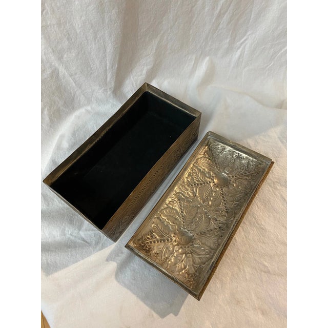 Vintage Sarreid Brass Rectangular Embossed Box For Sale - Image 11 of 12