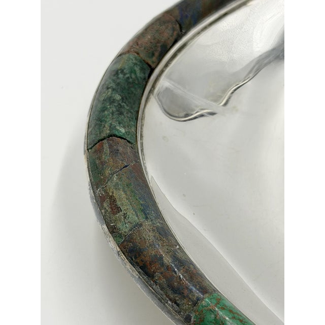 1960s Los Castillo Taxco Silver Plate Tripod Catchall With Lapis & Azurite Stone Inlay For Sale - Image 14 of 18
