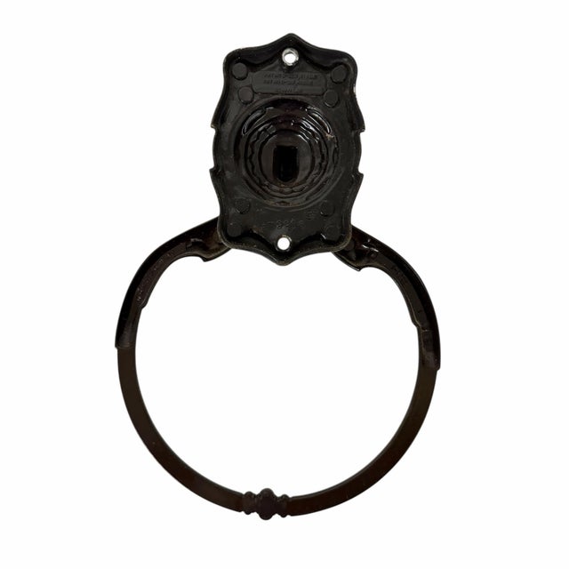 Mid-Century Modern Mid Century Antique Brass Plated Scroll Design Bathroom Towel Ring For Sale - Image 3 of 3