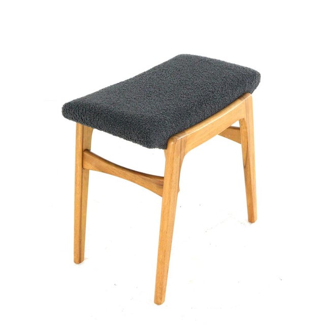 Wood Vintage Ottoman in Solid Wood and Fabric For Sale - Image 7 of 11