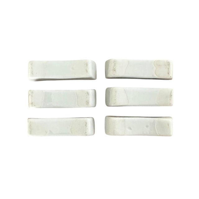 Vintage Japanese Blue & White Ceramic Chopstick Rests, a Set of 6 For Sale - Image 4 of 4
