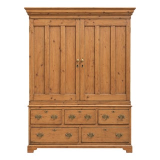 Antique Pine Cabinet W/ 5-Drawers For Sale