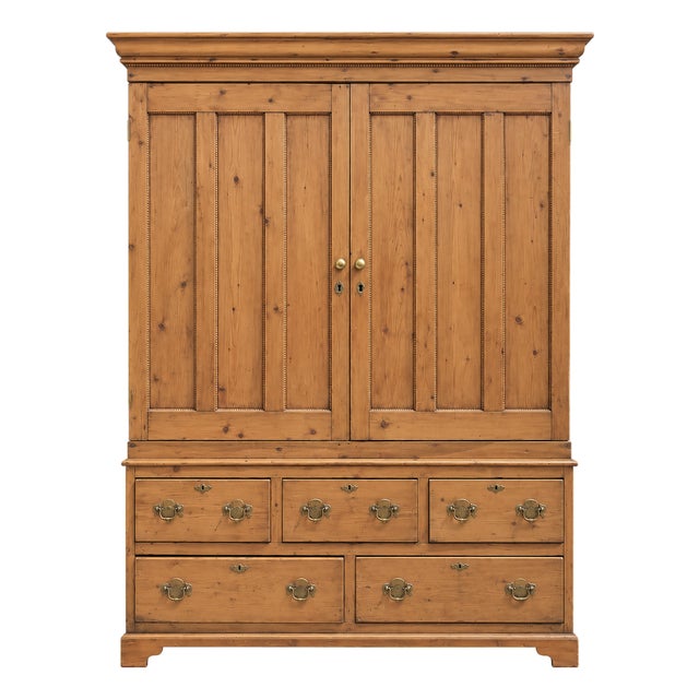 Antique Pine Cabinet W/ 5-Drawers For Sale