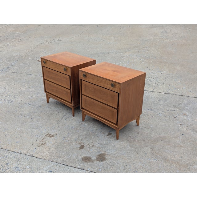 Vintage Walnut Nightstand by Red Lion Circa 1960s - A Pair For Sale - Image 12 of 16