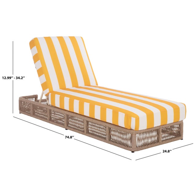 2020s Gillian Chaise Lounge, Heather Tan/Yellow Stripe For Sale - Image 5 of 12