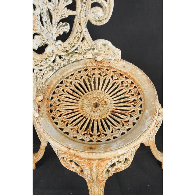 Early 20th Century Early 20th Century Set of 4 Victorian White Cast Iron Garden Chairs For Sale - Image 5 of 9