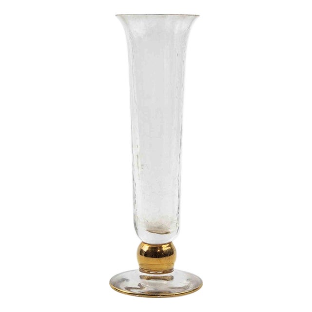 Mid-Century Art Glass Vase with Gold Overlays, Europe, 1930s For Sale