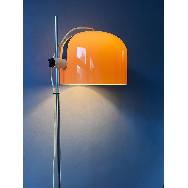 Space Age Floor Lamp with Chrome Base and Orange Shade from Guzzini For Sale - Image 4 of 13