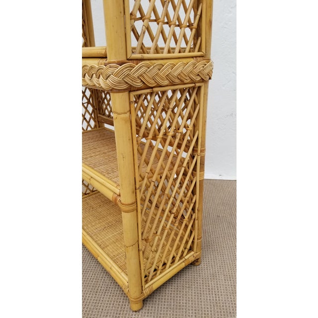 Vintage Boho Chic Bamboo Rattan Etagere Bookshelf Chairish