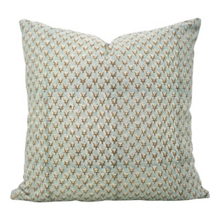 Fabdivine Artisan Block Print Throw Pillow Cover 14x36 Inch Viscose Linen-Mogra For Sale