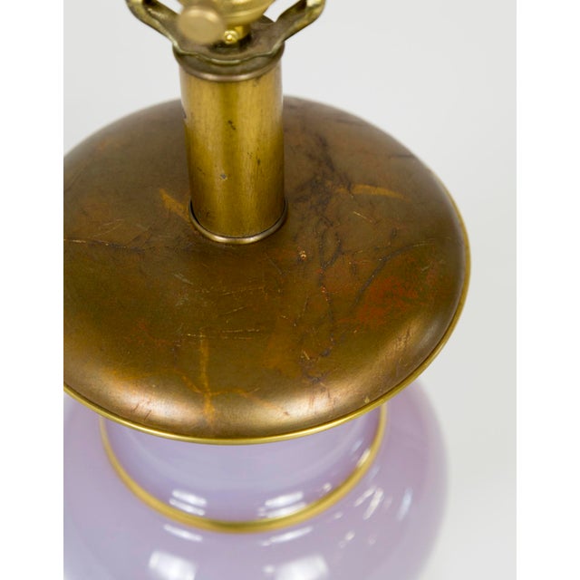 Mauve Lilac Alexandrite Glass Amphora Lamp W/ Gilded Accents For Sale - Image 8 of 9