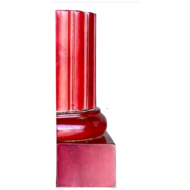 Ruby Red Vintage Contemporary Carved Column Bookends- a Pair For Sale - Image 8 of 12