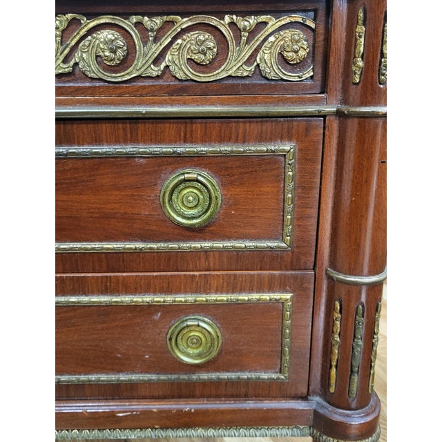 Pair Vintage Empire Directoire French Style Bronze & Marble Top Bed End Commodes For Sale - Image 18 of 18