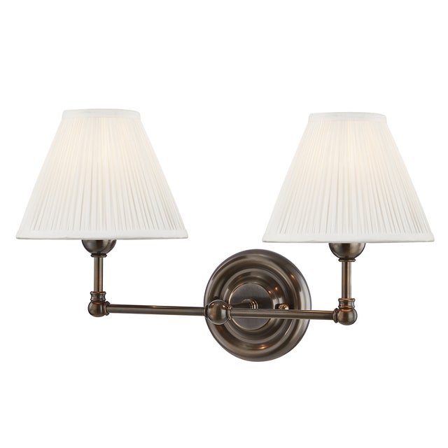 Transitional Hudson Valley Lighting Mark D. Sikes Classic No.1 2-Light Wall Sconce, Distressed Bronze For Sale - Image 3 of 3