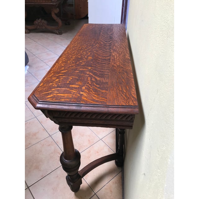 Art Nouveau Console with Drawer in Solid Oak, 1920s For Sale - Image 16 of 18