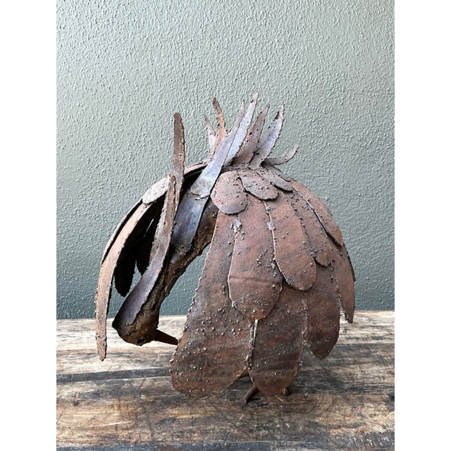 Mid 20th Century Vintage Torch Cut Iron Bird Sculpture For Sale - Image 5 of 12