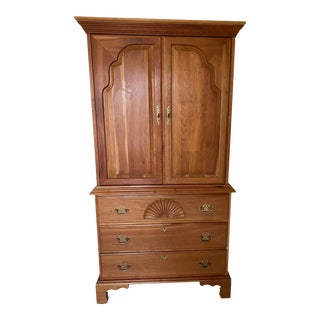 1980s Vintage Harden Natural Solid Cherry Armoire For Sale