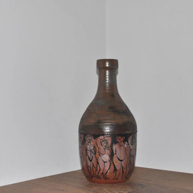 Mid-Century Modern Mid 20th Century Studio Ceramic Vase With Contrapposto Motif For Sale - Image 3 of 9