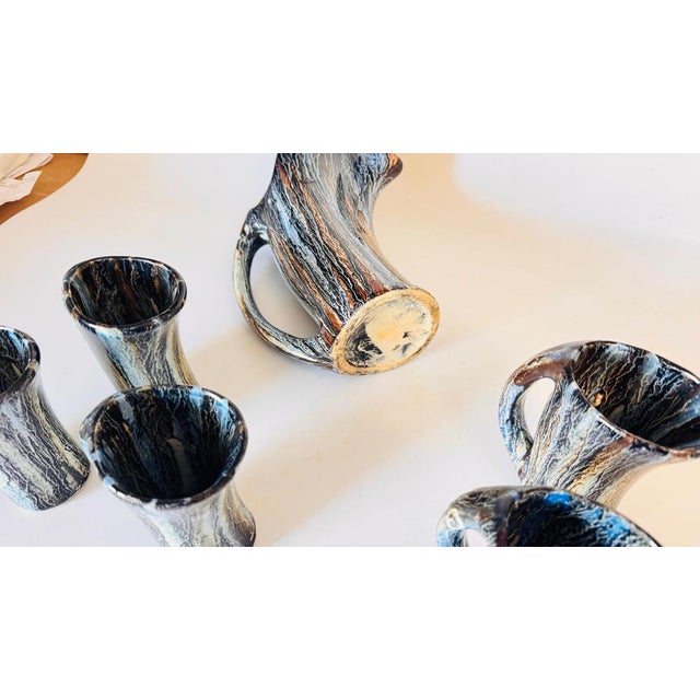 Ceramic Vintage Ceramic Orangeade Set with Pitcher and Mugs from Vallauris, 1960s, Set of 7 For Sale - Image 7 of 13