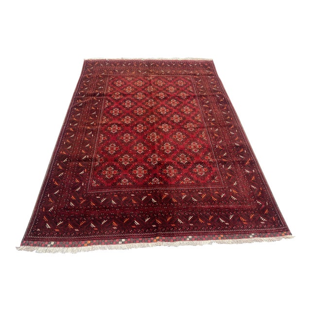 Vintage Afghan Turkoman Ersari Hand-Knotted Wool Rug For Sale