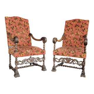 Gothic Revival Throne Chairs 1920's - A Pair For Sale