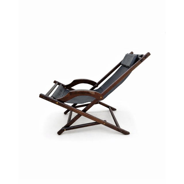Safari-Style Rocking Hammock in Leather and Wood, 1950s For Sale - Image 3 of 9