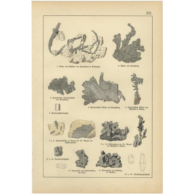 Paper Antique Mineralogy Chromolithographs of Gold, Silver and Copper, 1888, Set of 3 For Sale - Image 7 of 9