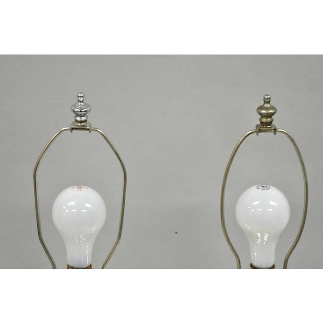 Silver Vintage Mid Century Modern Silver Mercury Glass Jardiniere Vase Table Lamps Pair For Sale - Image 8 of 12