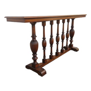 Early 1900s Carved Long Narrow Console Library Entry Table 5808 For Sale