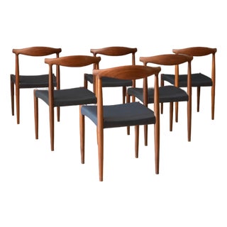 Vintage Set of Six Sculptural Solid Teak Danish Dining Chairs by Vamo Sønderborg For Sale