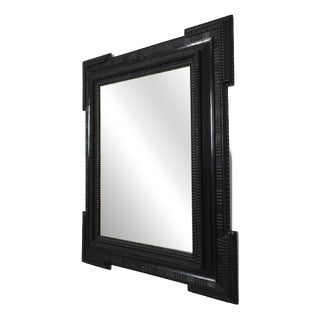 Carved Ebonised Wooden Mirror For Sale