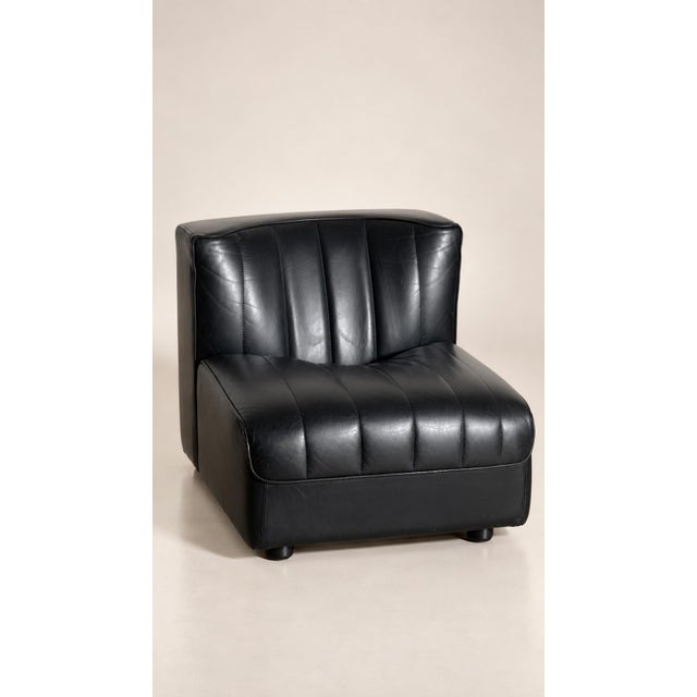 Black Leather 9000 Modular Sofa by Tito Agnoli for Mobilier International, 1975, Set of 2 For Sale - Image 14 of 18