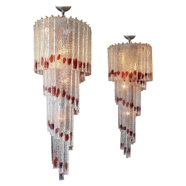 Italian Spiral Chandeliers in Murano Glass, 1960s, Set of 2 For Sale - Image 6 of 6