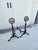 Arts & Crafts Pierced Brass and Wrought Iron Andirons For Sale - Image 3 of 7