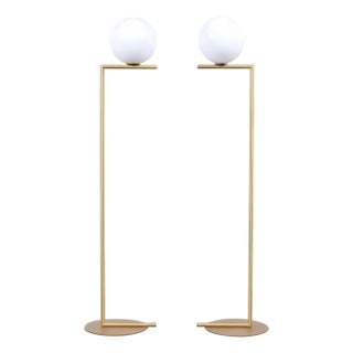 Michael Anastassiades for Flos Brass Globe Ic Floor Lamps - a Pair For Sale