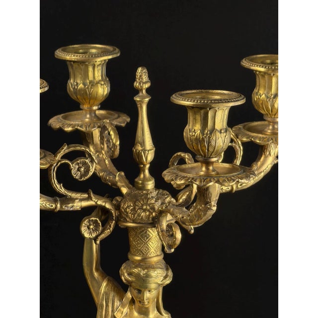 French Empire Revival Gilt Bronze Figural Candelabras, Late 19th Century, Set of 2 For Sale - Image 10 of 18
