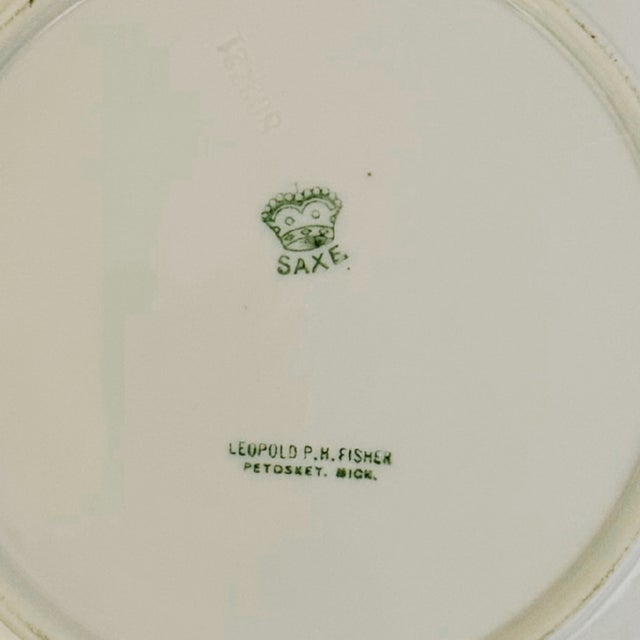 Antique Saxe German Porcelain Plates Imported by Leopold p.h. Fisher, Set of 8 For Sale - Image 13 of 13