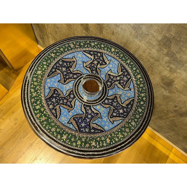 Boho Chic Hand Painted Bohemian Copper Tray For Sale - Image 3 of 10