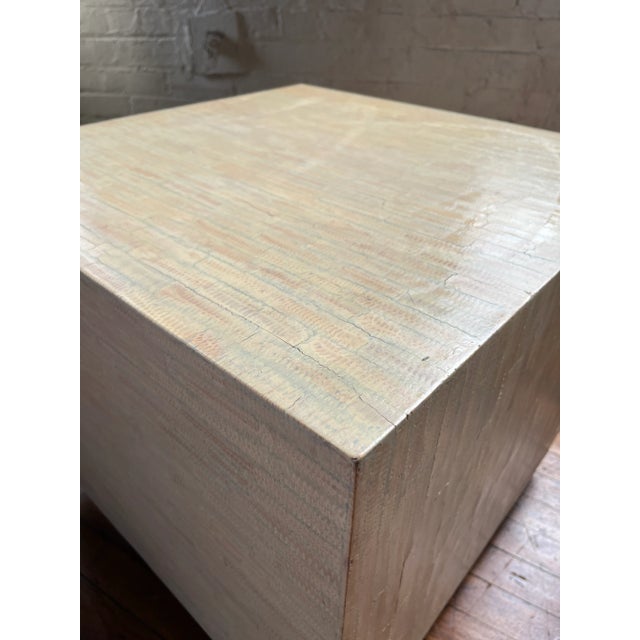 Motivated Seller: 1980s Postmodern Beige Cube Table on Chrome Feet For Sale - Image 10 of 13