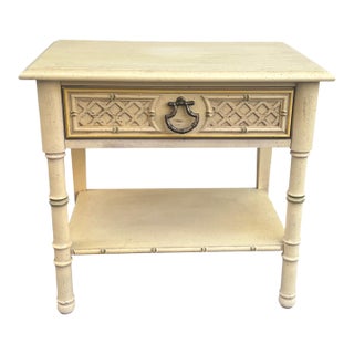 Late 20th Century Faux Bamboo Chinoiserie End Table / Night Stand For Sale