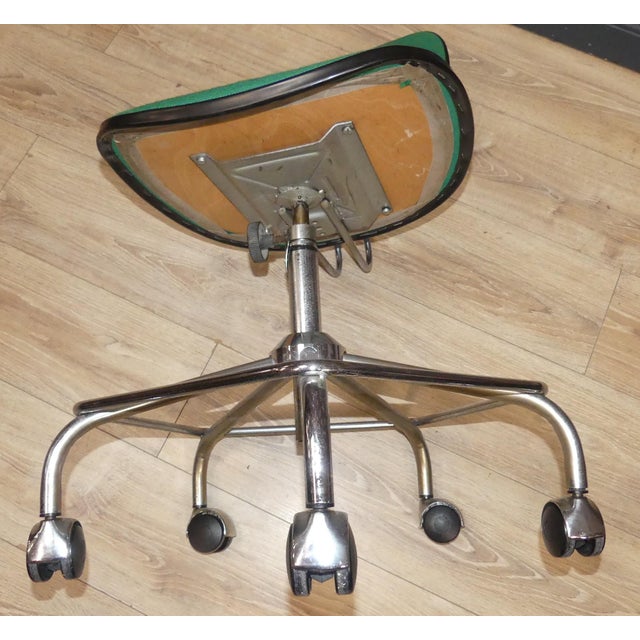 Metal Office Chair in Chrome and Green Upholstery, 1970s For Sale - Image 7 of 9