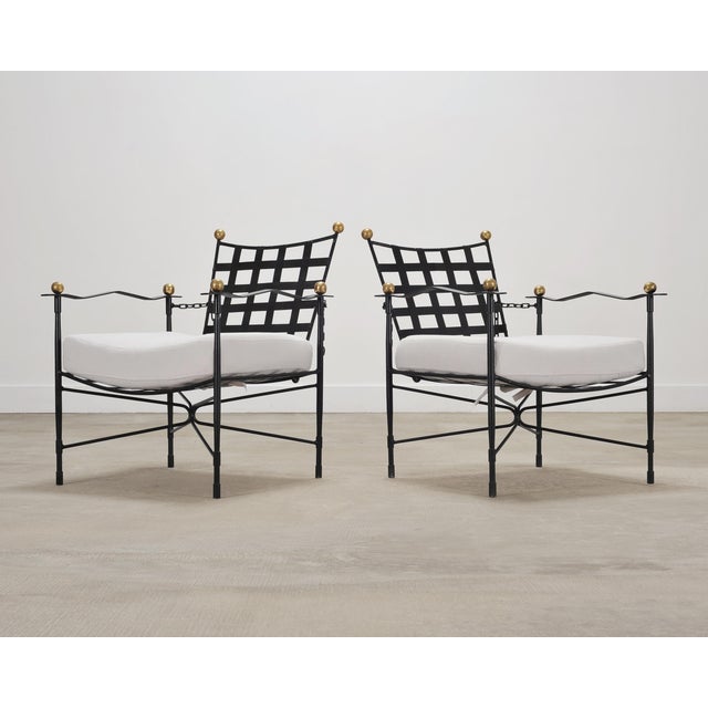 Metal Set of Four Mario Papperzini Amalfi Iron Lounge Garden Chairs For Sale - Image 7 of 18