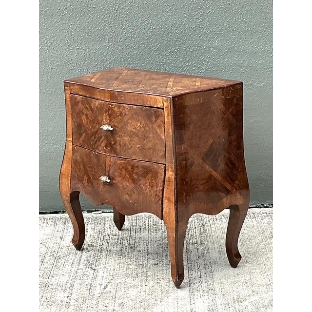 Mid 20th Century Vintage Italian Trellis Burl Petite Commode For Sale - Image 5 of 11