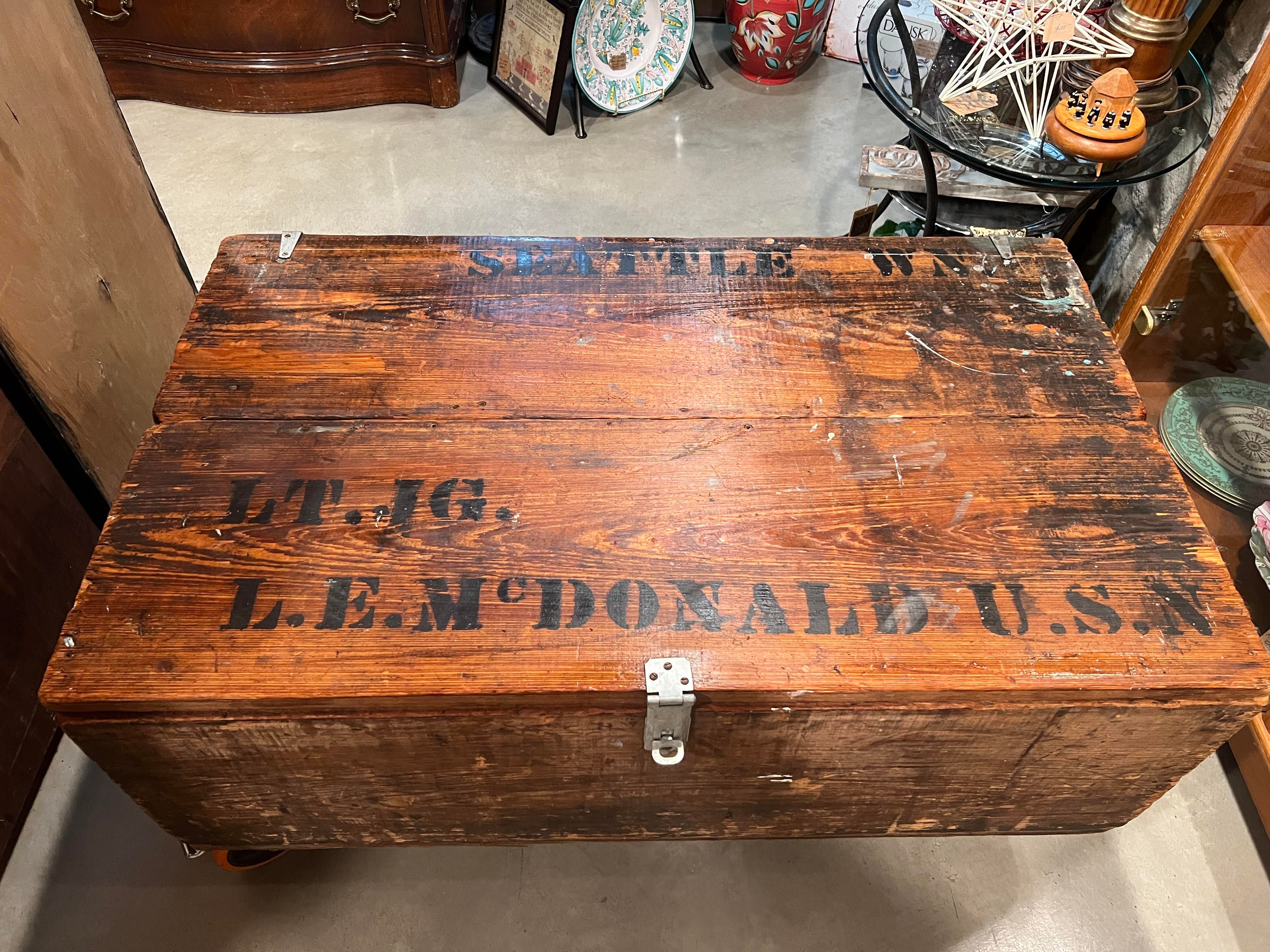 1940s WWII Era U. S. Navy Sailor Footlocker Trunk – L.E. McDonald
